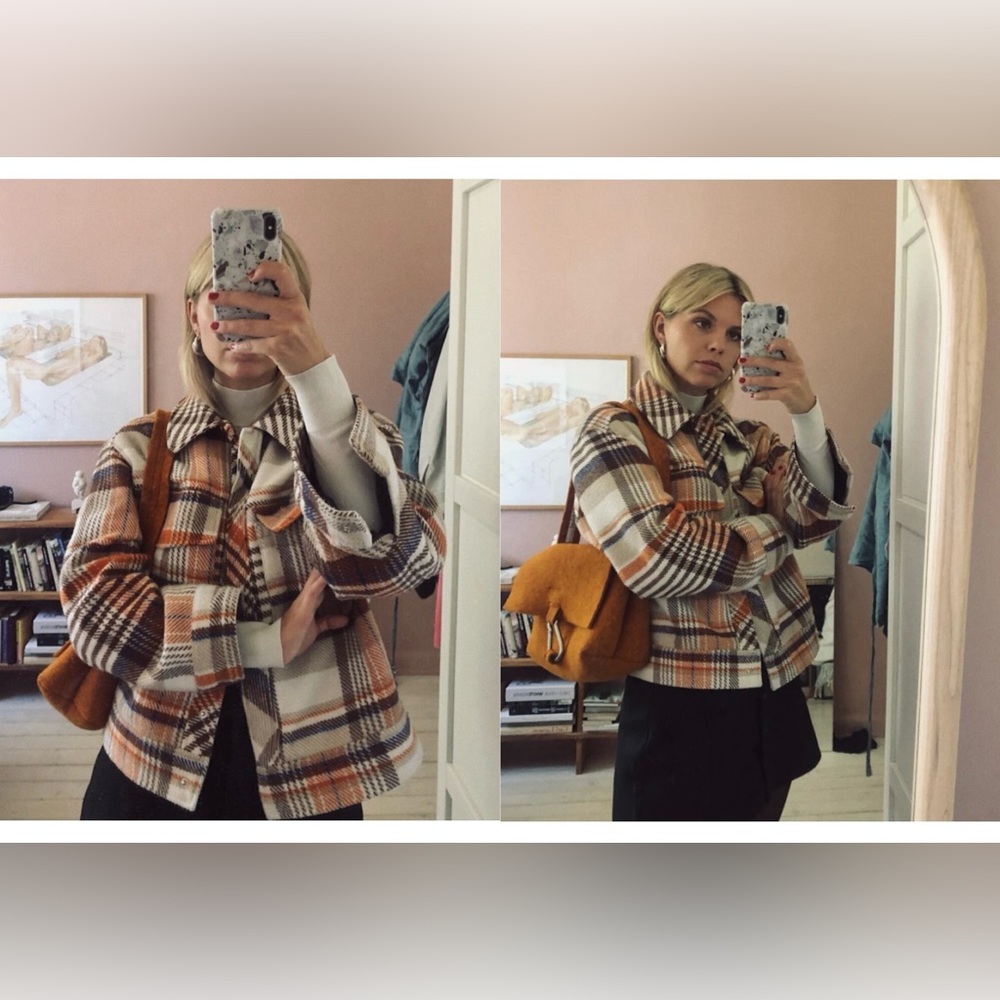 🎁New Oversized Plaid Jacket with Corduroy Collar🎁 - Picture 8 of 15